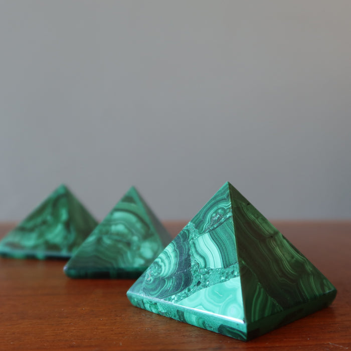 Malachite Pyramid Spirit of Congo Green Healing Crystal Stone