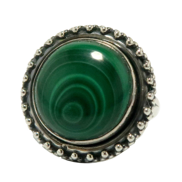 Malachite Ring Supreme Swirl Green Circle Sterling Silver