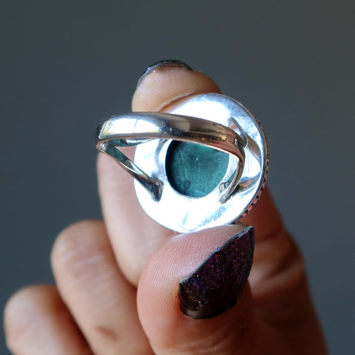 Malachite Ring Supreme Swirl Green Circle Sterling Silver