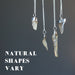 four libyan desert glass necklaces showing that natural shapes vary