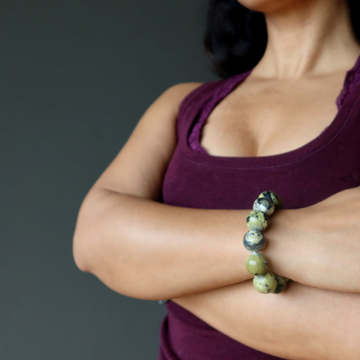 Serpentine Bracelet Luxurious Green Gemstones