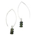 faceted green moldavite beads on sterling silver marquise earrings