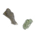 2 rough green moldavite gemstones