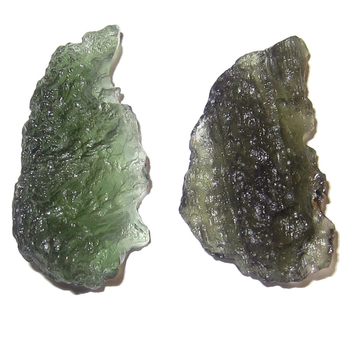 pair of moldavite rough gemstones