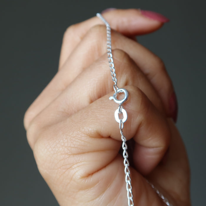 spring clasp on sterling silver curb chain