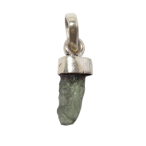 raw green moldavite in sterling silver pendant