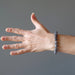 female hand modeling black moonstone round beaded stretch bracelet