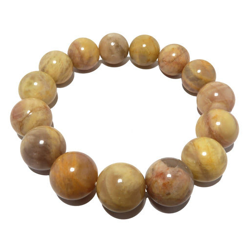 yellow peach moonstone round stretch bracelet