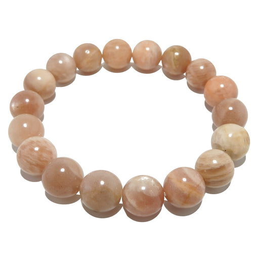 peach moonstone bracelet round stretch beaded