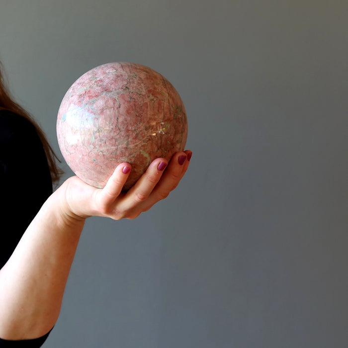 Pink Moonstone Sphere Lunar Love of Above Crystal Ball