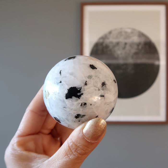  moonstone tourmaline sphere