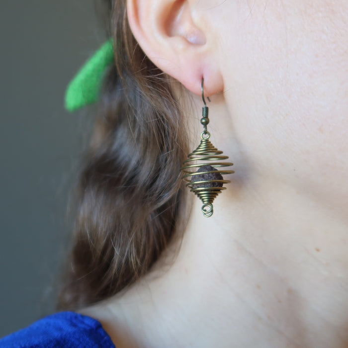 Moqui Marble Earrings Whisper of the Wise Shaman Stone Cage