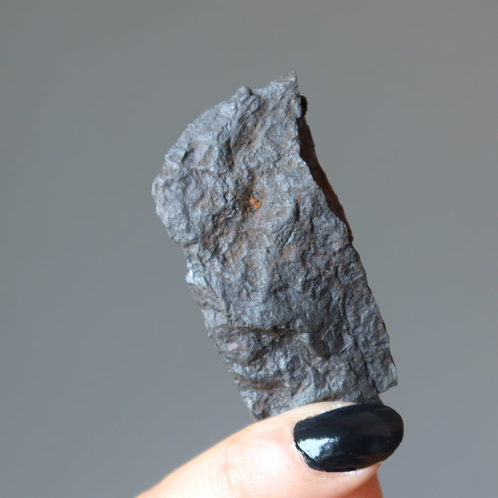 hand holding brown rocky nantan meteorite