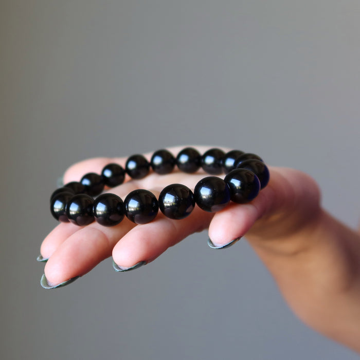 Black Obsidian Bracelet on the palm