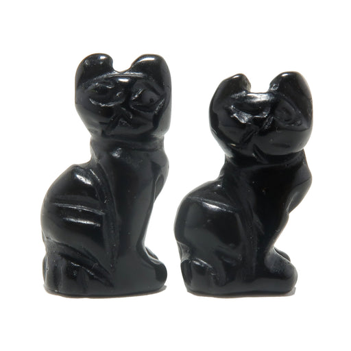 two 1" Black Obsidian Cat
