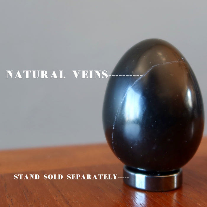 black obsidian egg on hematine ring stand, which is sold separately