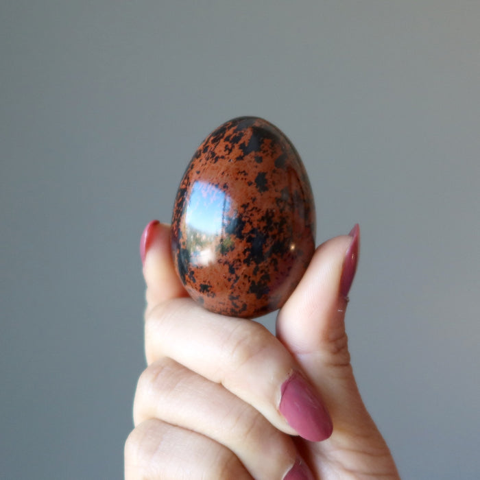 Mahogany Obsidian Egg Spiritual Security Vault Protection Stone