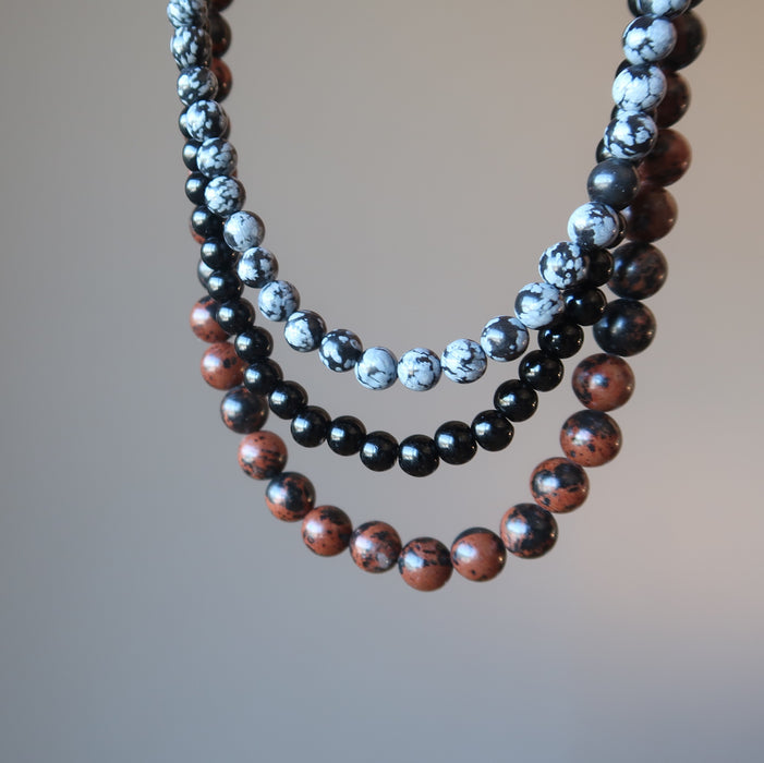 triple strand obsidian necklace