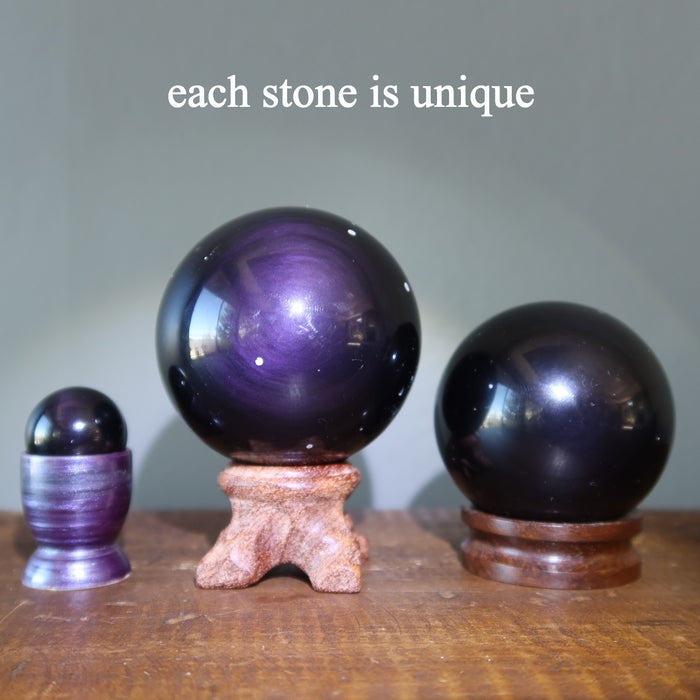 Rainbow Obsidian Sphere Purple Snowflake Spiritual Crystal Ball