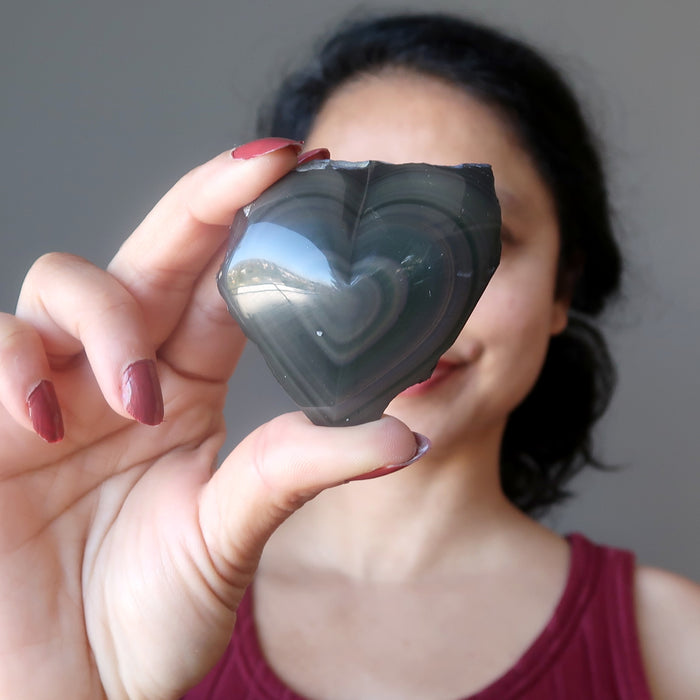 Rainbow Obsidian Heart Love is Colorful Natural Volcanic Crystal