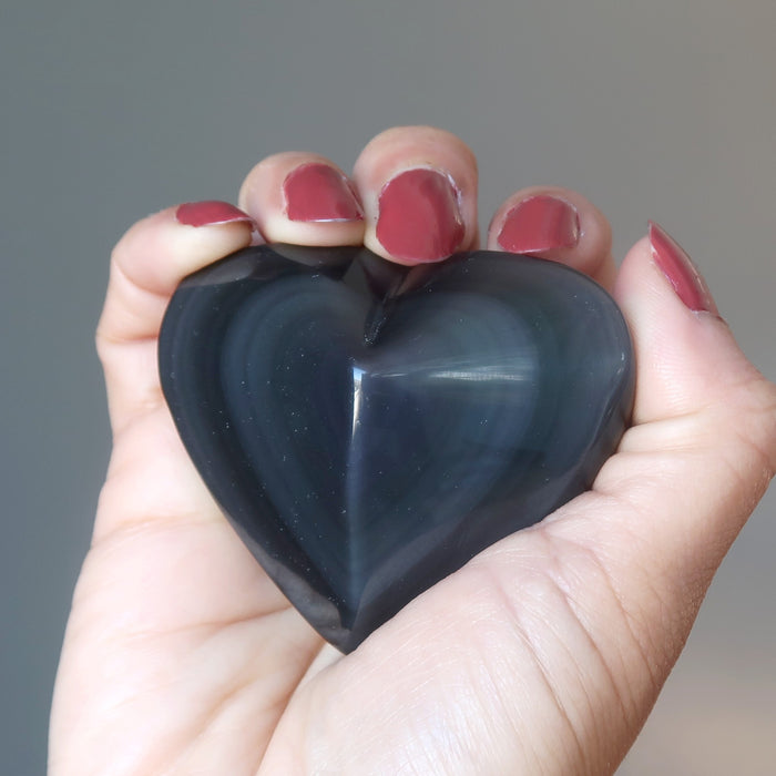 Rainbow Obsidian Heart Blue Guardian Protected Love Gem