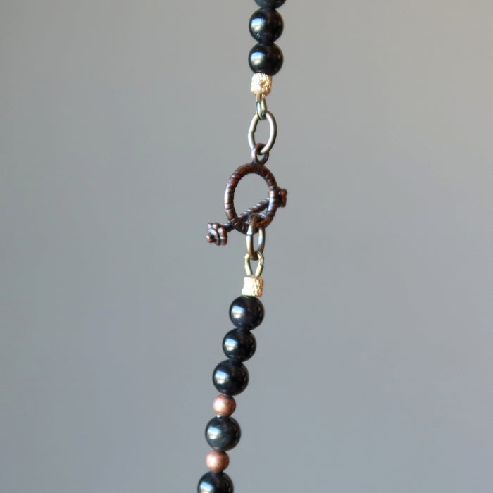 showing a toggle clasp of Black Obsidian Necklace