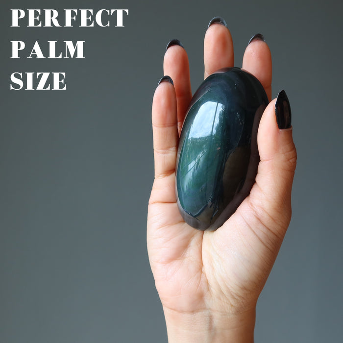 Rainbow Obsidian Palm Stone Protection in my Hands Crystal