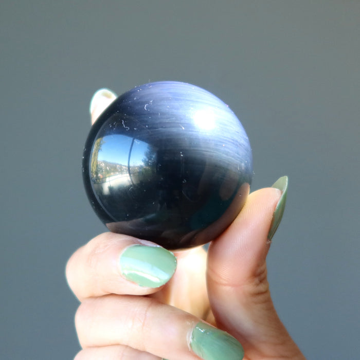 Rainbow Obsidian Sphere Angel Touch Protection Crystal Ball