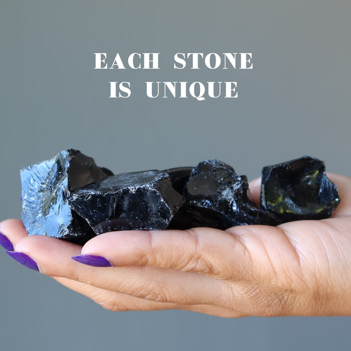 Black Obsidian Raw Crystal Set Protective Volcanic Earth
