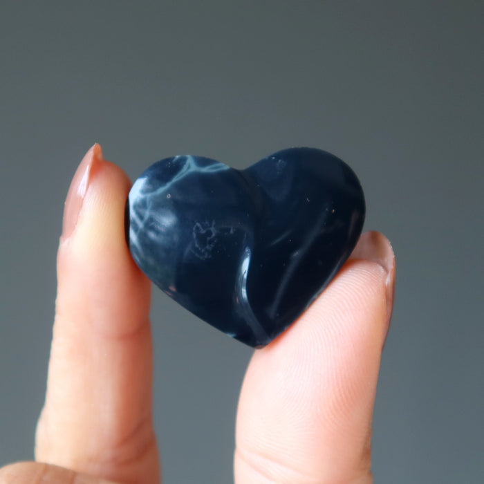 Spiderweb Obsidian Cabochon Heart Healing Gemstone Black