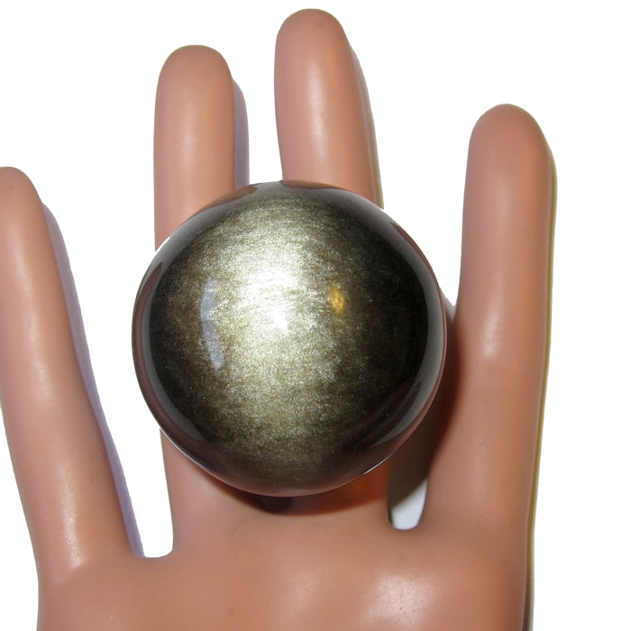 Obsidian Ball Gold Glitter Dust Sheen Crystal Protective Stone Sphere
