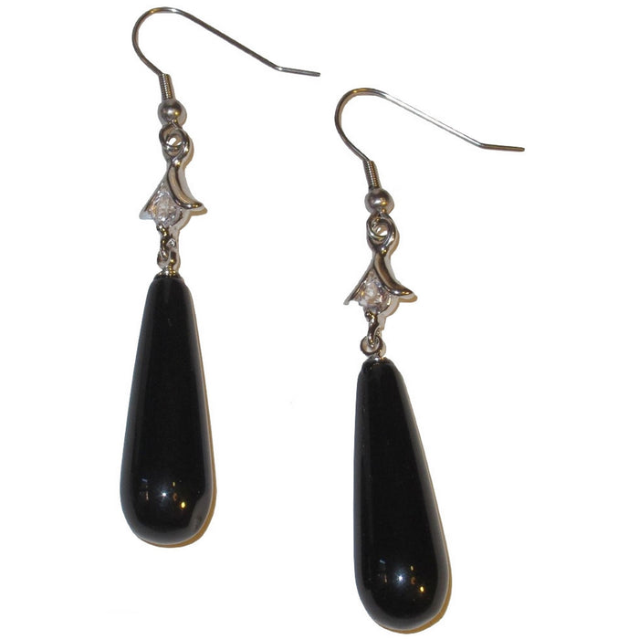 Onyx Earrings Black Beauty Drop Crystal Protection Gemstone