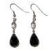 black onyx faceted teardrop with crystals on ilvre arrings