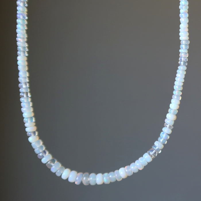 Opal Necklace White Rainbow Goddess Glow Ethiopian Fire Gem