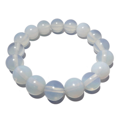 white rainbow opalite stretch bracelet with round beads