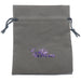 gray velvetten pouch with purple "satin crystals" print