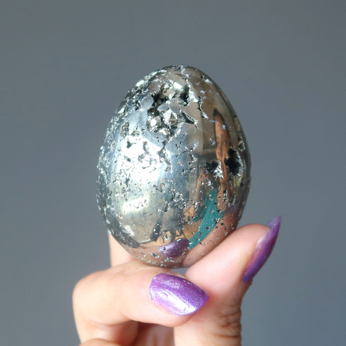 Pyrite Egg Golden Prosperity Luxe Life Natural Shiny Healing Crystal