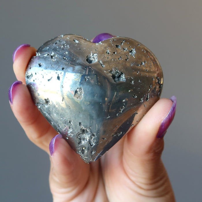 Pyrite Heart Glistening Love Strength Stone Gold Abundance