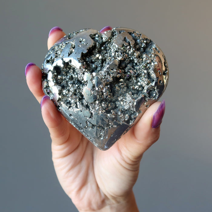 Pyrite Heart Glistening Love Strength Stone Gold Abundance