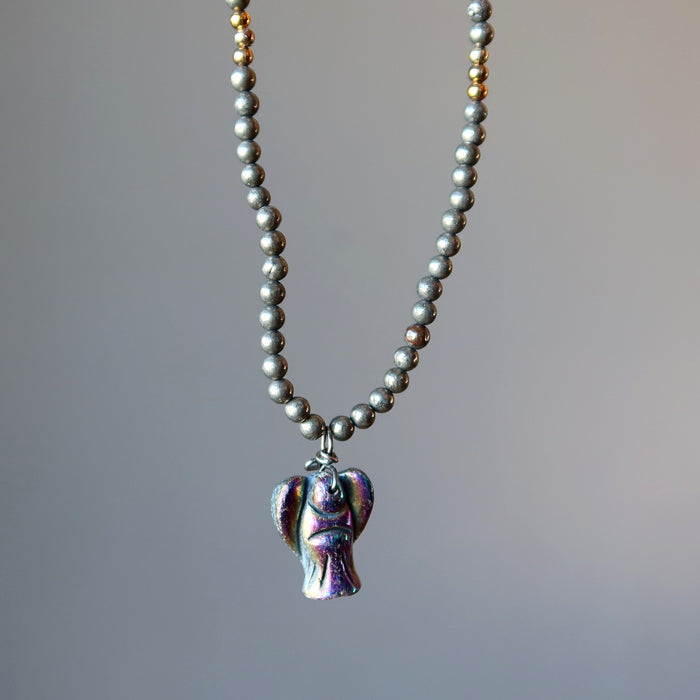 Pyrite Necklace Rainbow Angel of Hope Spiritual Healing Crystal