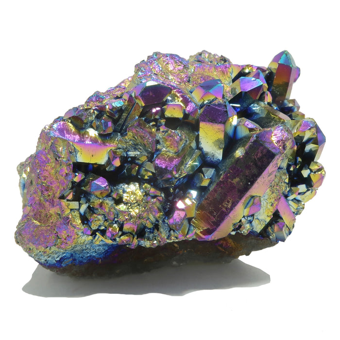 raw rainbow aura titanium quartz cluster