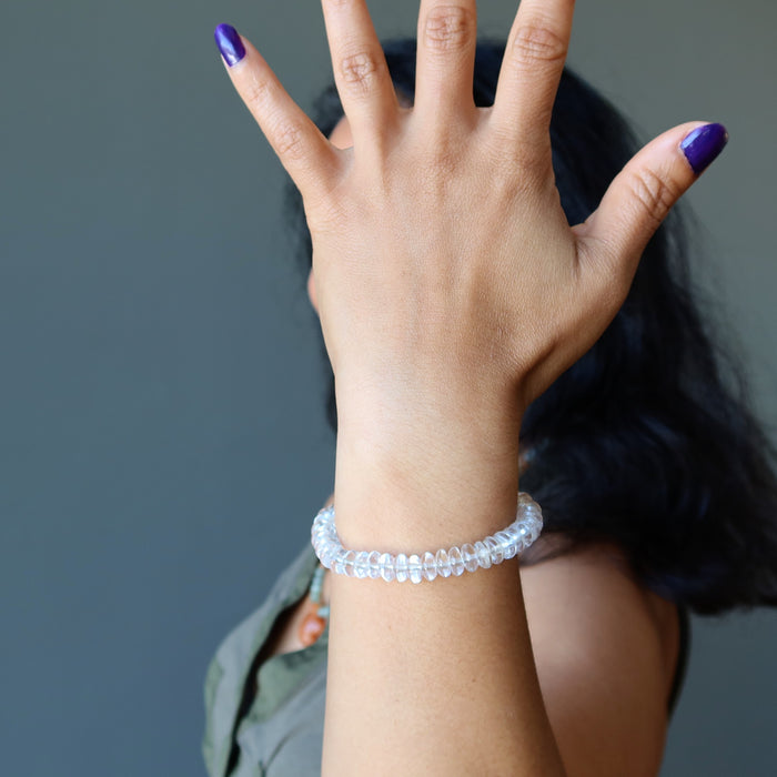 Clear Quartz Bracelet Waltz and Tango Rondelle Healing Crystal