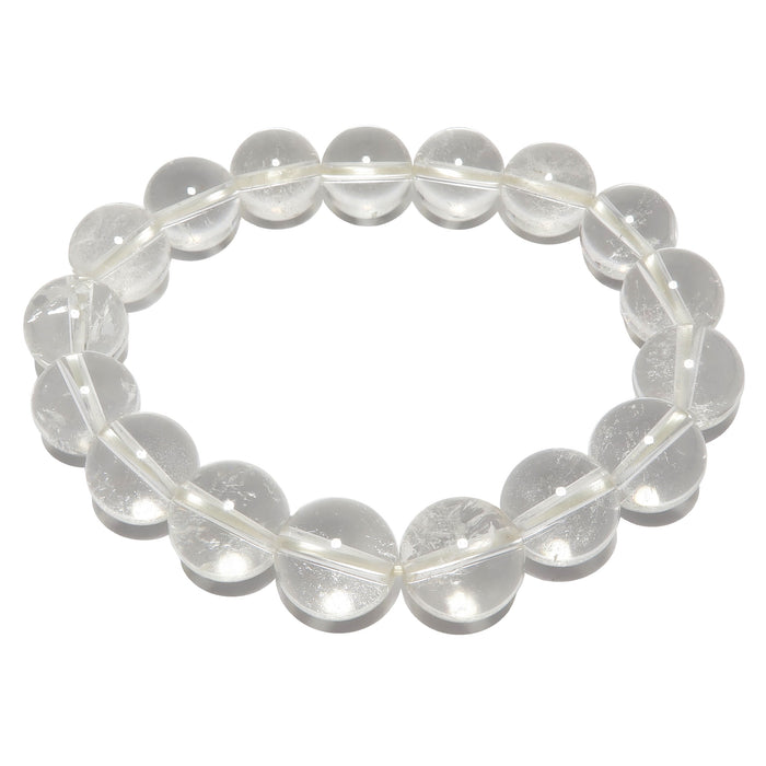 clear quartz round beaded stretch bracelet with 10mm beads
