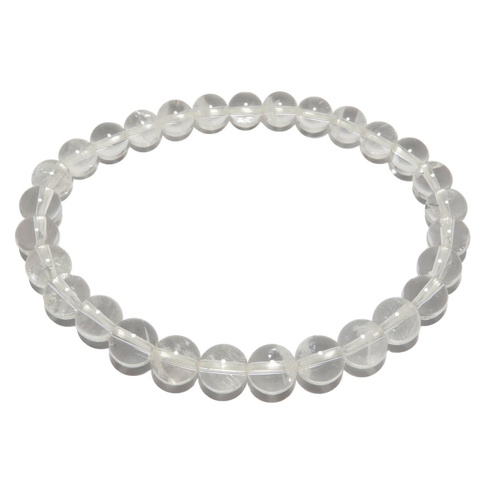 clear quartz round beaded stretch bracelet with 8mm beads