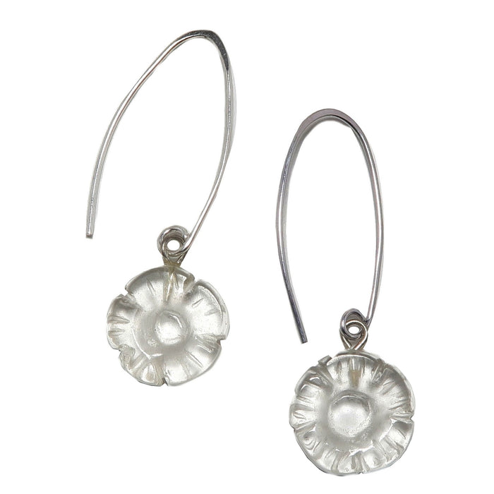 Clear Quartz in Daisy Flower shaped Earrings 