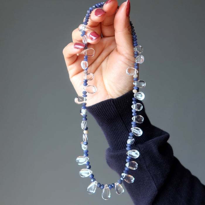 Clear Quartz Necklace Blue Aventurine Ruler of Innovation Gems