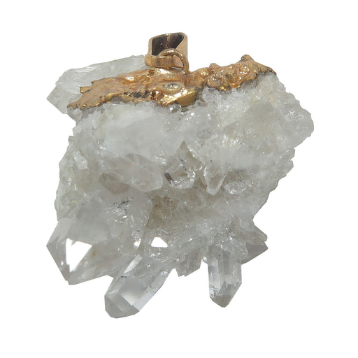 rough quartz cluster pendant in gold electroplating