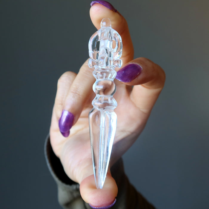 Clear Quartz Phurba Wand Master Reiki Energy Healing Crystal