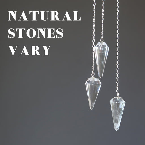 3 multi faceted clear quartz pendulum on sterling silver chains