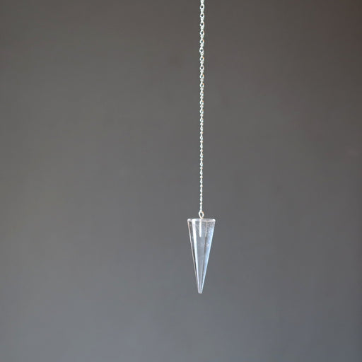 clear quartz pendulum hanging
